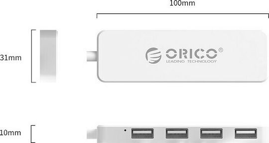 Orico Fl01 Hub 4 Ports USB 2.0 with USB-A Connection White