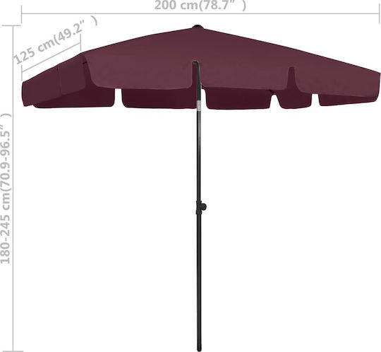 vidaXL Folding Beach Umbrella Diameter 2m with UV Protection Red
