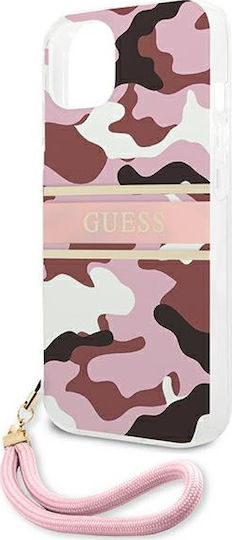 Guess Camo Strap Umschlag Rückseite Kunststoff Pink Camo (iPhone 13)