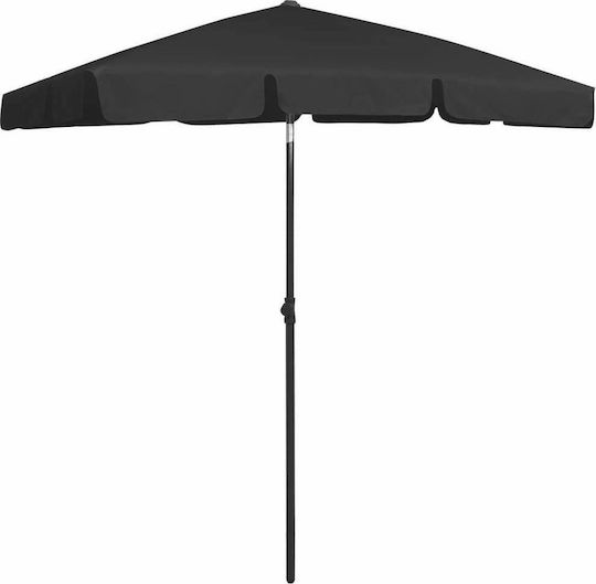 vidaXL Folding Beach Umbrella Diameter 1.8m with UV Protection Black