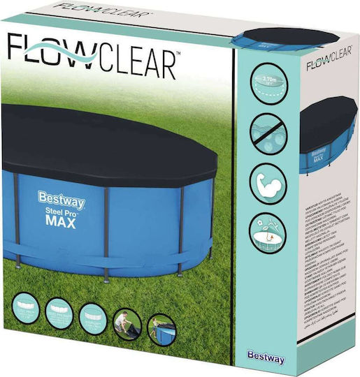 Bestway Round Pool Cover Flowclear Gray Pool Cover Diameter 366cm 1pcs