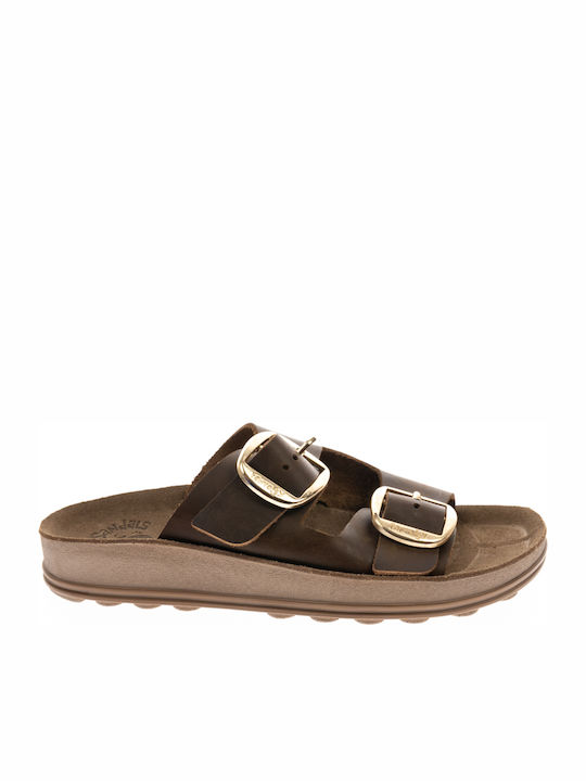 Despoina Leather Women's Flat Sandals Anatomic Taupe Brush