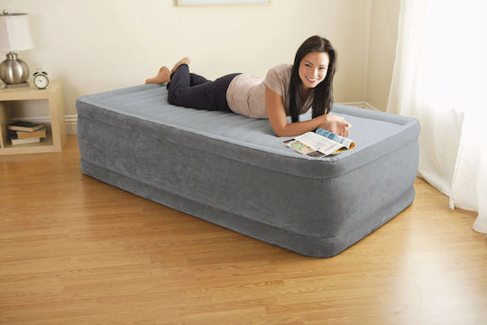 Intex Air Mattress Single with Integrated Electric Pump Comfort Plush Twin 191x99x46cm