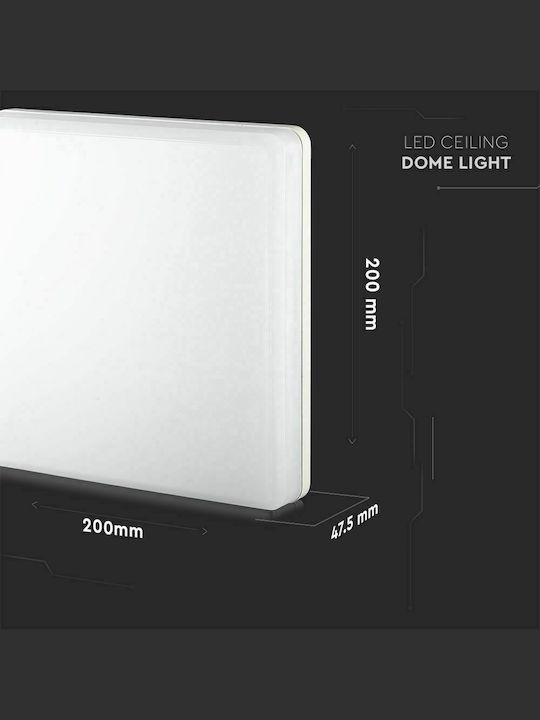 V-TAC Квадрат На открито LED Панел 15W с Студено бяло Светлина 6500К 20x20см.