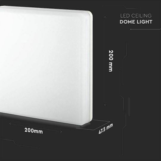 V-TAC Τετράγωνο Εξωτερικό LED Panel 15W με Ψυχρό Λευκό Φως 6500K 20x20εκ.