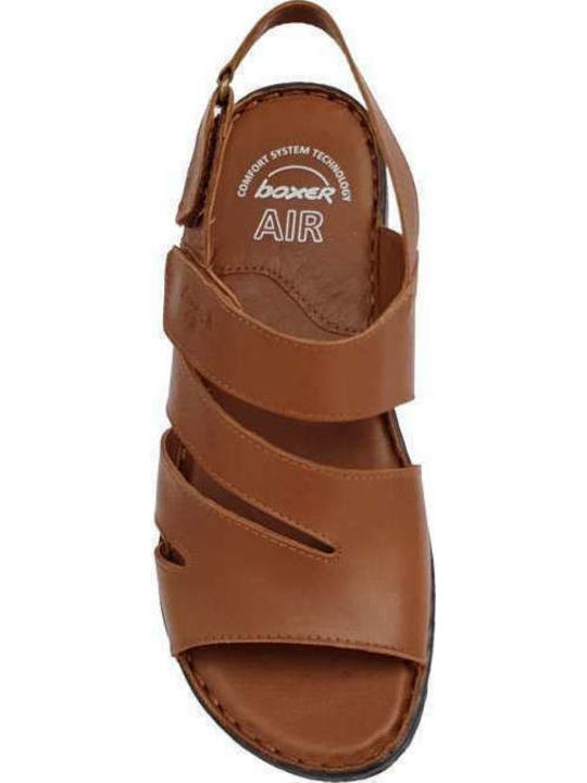Leder Flache Sandalen für Damen Anatomisch in Tabac Braun Farbe