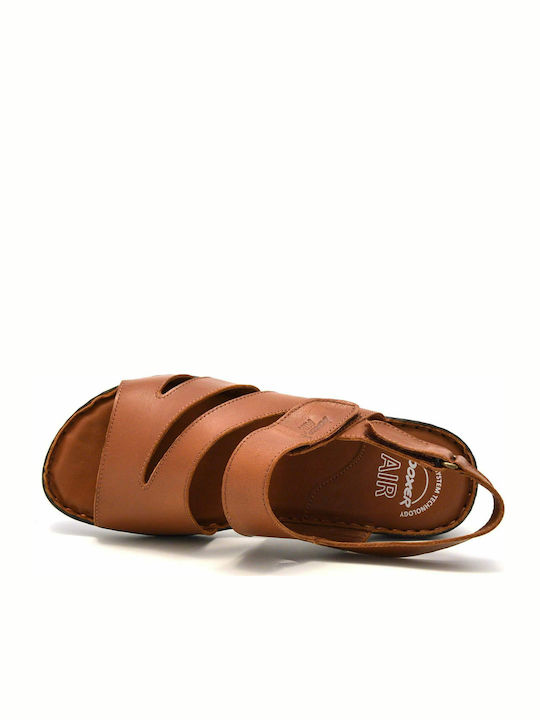Leder Flache Sandalen für Damen Anatomisch in Tabac Braun Farbe
