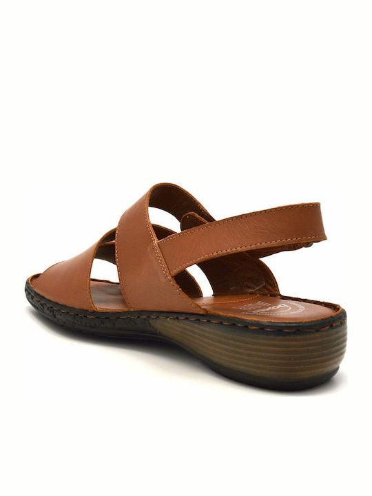 Leder Flache Sandalen für Damen Anatomisch in Tabac Braun Farbe