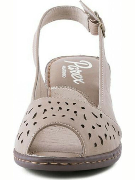 Peep Toe Beige Heels with Strap