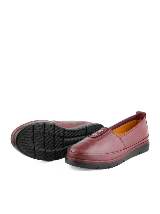 732 Leder Damen Mokassins in Rot Farbe