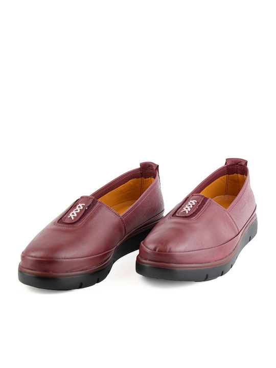 732 Leder Damen Mokassins in Rot Farbe