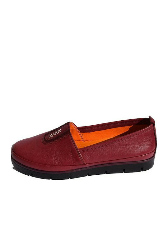 732 Leder Damen Mokassins in Rot Farbe