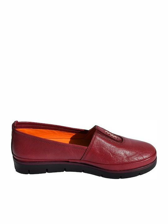732 Leder Damen Mokassins in Rot Farbe