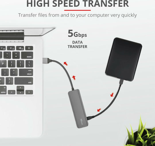 Trust Halyx Hub 4 Θυρών USB 3.0 με σύνδεση USB-A