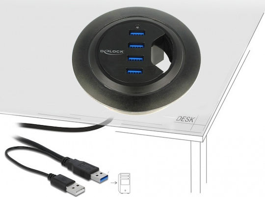 DeLock Hub 4 Porturi USB 3.0 cu Conectare USB-A