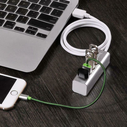 Hoco HB1 Hub USB 4 Porturi USB 2.0 cu Conectare USB-A Argintiu