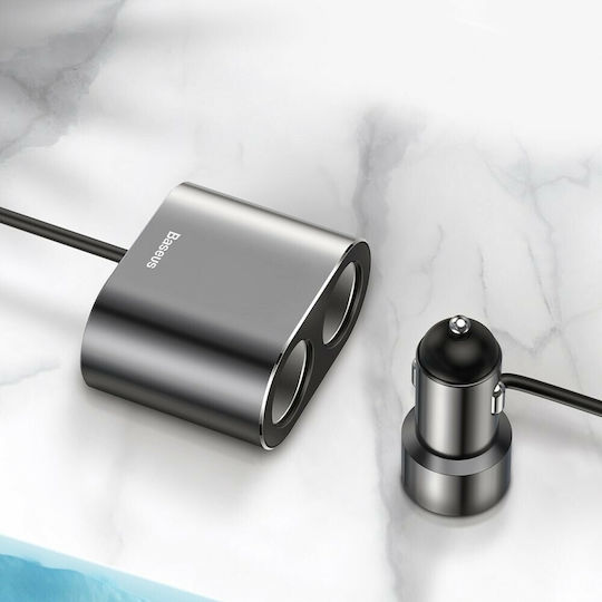 Baseus High Efficiency 2in1 Φορτιστής Αυτοκινήτου 3.1A με Θύρες: 2xUSB 2xΑναπτήρα Μαύρο Χρώμα