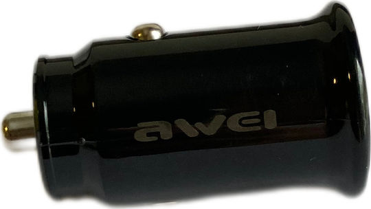 Awei Φορτιστής Αυτοκινήτου C-826 12W 2.4A Γρήγορης Φόρτισης με Θύρες: 2xUSB Μαύρος