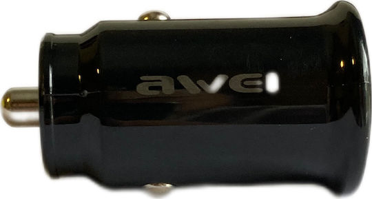 Awei Φορτιστής Αυτοκινήτου C-826 12W 2.4A Γρήγορης Φόρτισης με Θύρες: 2xUSB Μαύρος