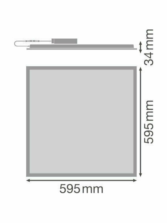Ledvance Квадрат Вграден LED Панел 36W с Топло бяло Светлина 3000К 60x60см.
