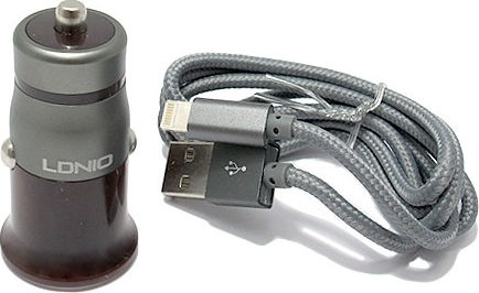 Ldnio C304Q Car Charger 3A Fast Charging with one Port: 1xUSB with Cable Lightning Black Color