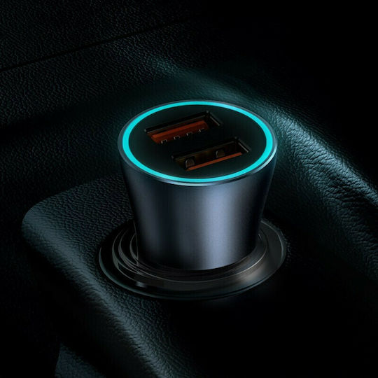 Baseus Auto-Ladegerät 40W 3A Schnellladung mit Anschlüssen: 2xUSB Gray Farbe