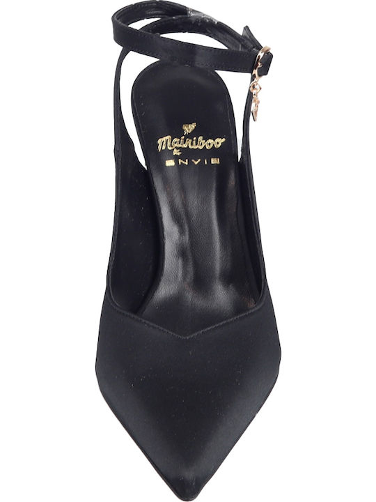 Pointed Toe Heel with Stiletto Heel & Strap Black M03-14482-34