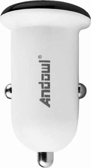 Andowl Φορτιστής Αυτοκινήτου 5.1A με Θύρες: 2xUSB Λευκός