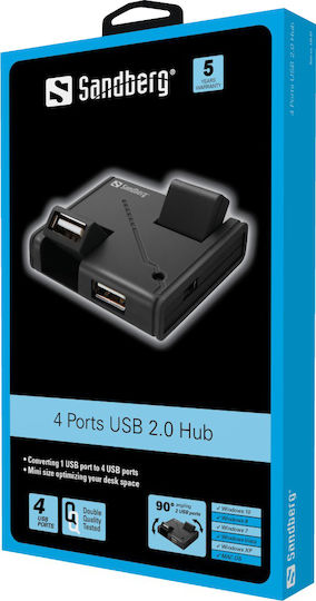 Sandberg USB-Hub 4 Anschlüsse USB 2.0 mit USB-A Anschluss