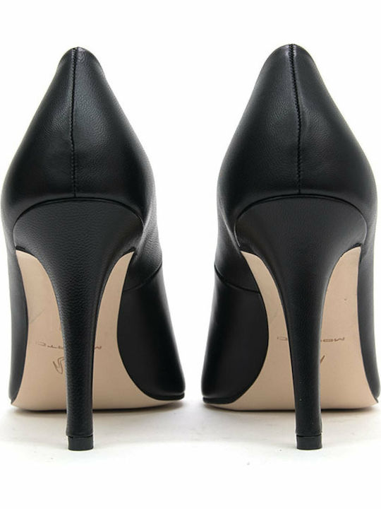Leather Pointed Toe Stiletto Black High Heels