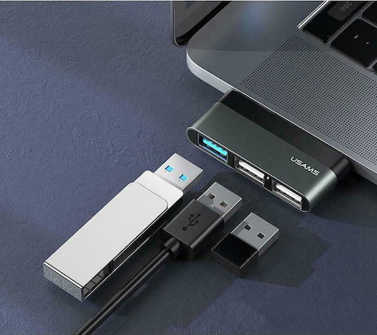 Usams Sj461 Hub 3 Anschlüsse USB 2.0 mit USB-A Verbindung Grau