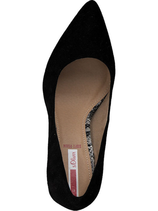 Suede Pointed Toe Stiletto Black High Heels