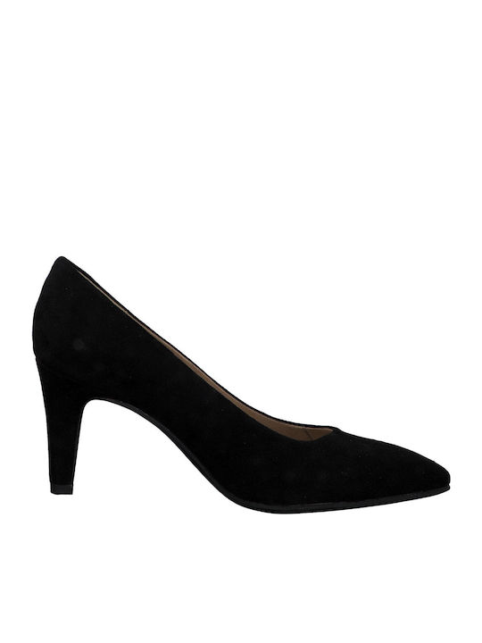 Suede Pointed Toe Stiletto Black High Heels