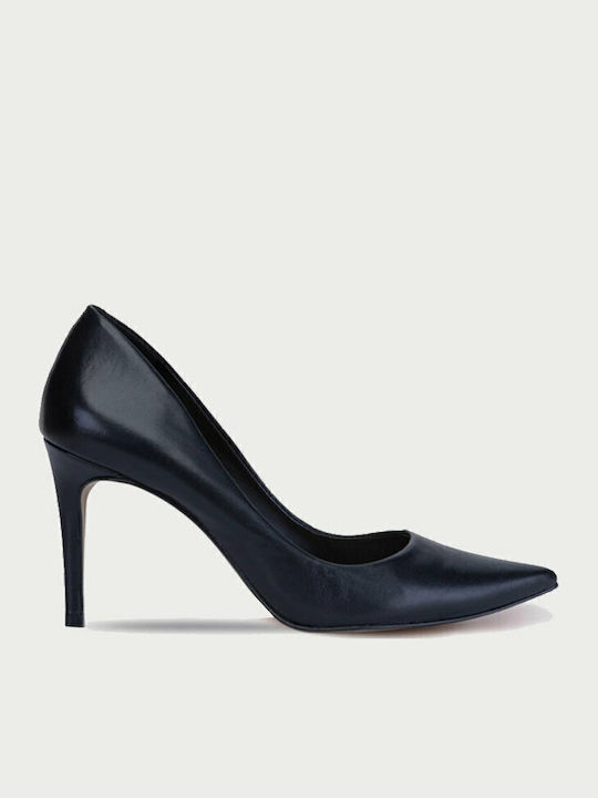 Leder Pumps mit Stiletto-Absatz Schwarz