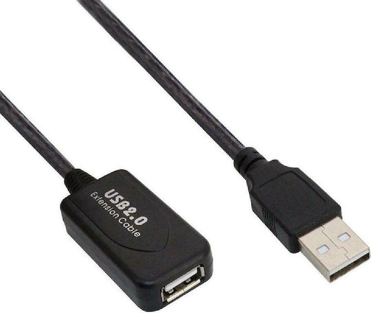 Powertech USB 2.0 Кабел USB-A мъжки - USB-A женски Черен 25м CAB-U056