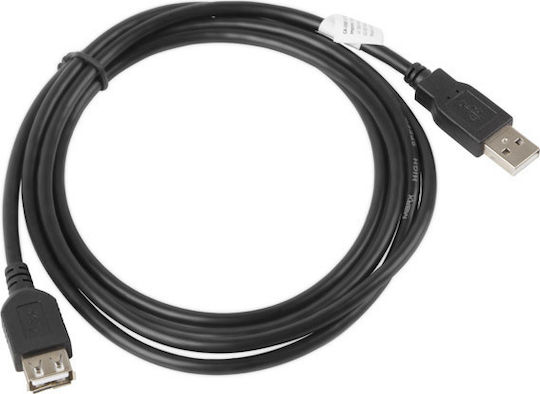 Lanberg 1.8m USB 2.0 Cable A-Male to A-Female (CA-USBE-10CC-0018-BK)