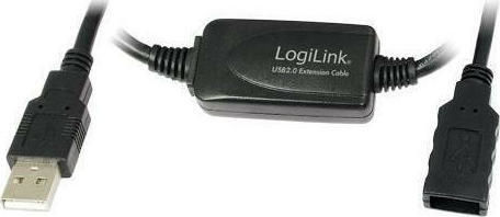 LogiLink USB 2.0 Kabel USB-A-Stecker - USB-A-Buchse Schwarz 15m UA0145