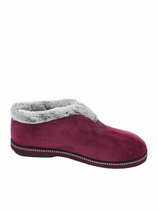 16003 Anatomical Women's Slippers with Fur Burgundy