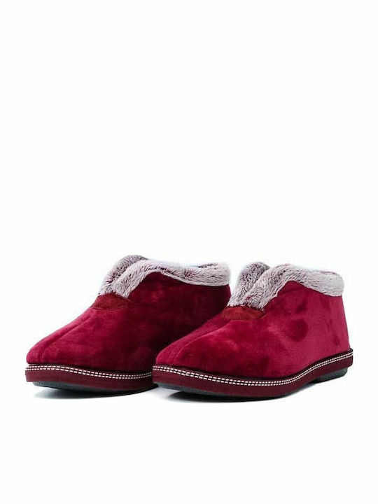 16003 Anatomical Women's Slippers with Fur Burgundy