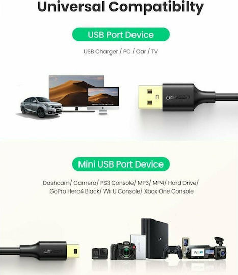 Ugreen 0.25m USB 2.0 Cable A-Male to mini B-Male (10353)