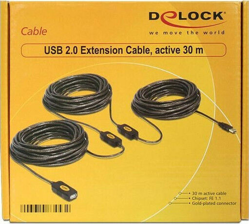 DeLock USB 2.0 Cable USB-A female - USB-A female Μαύρο 30m 83453