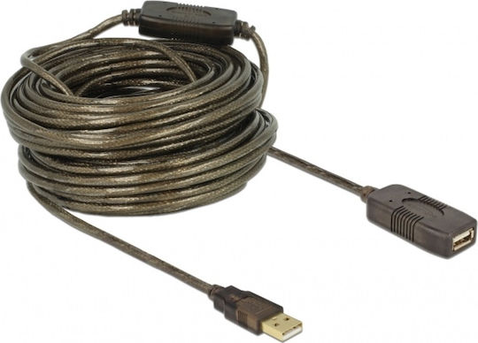 DeLock USB 2.0 Cable USB-A male - USB-A female Μαύρο 20m (82690)
