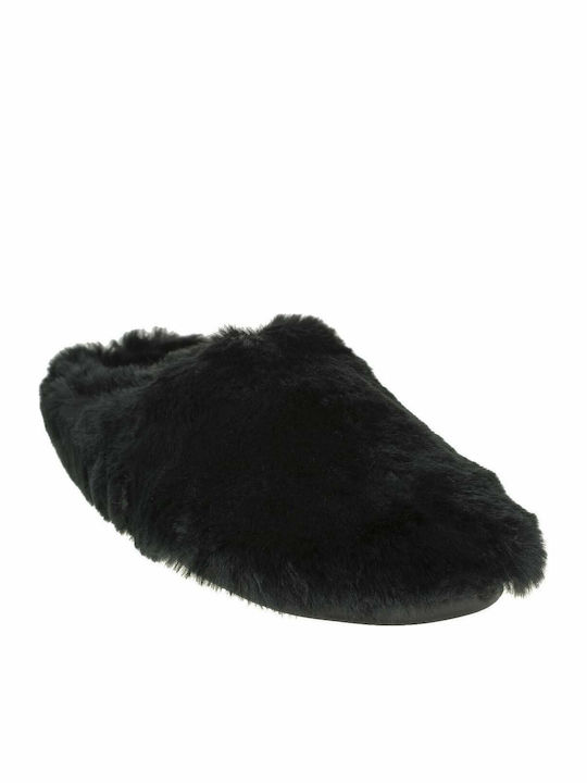Winter Women's Slippers with Fur Black