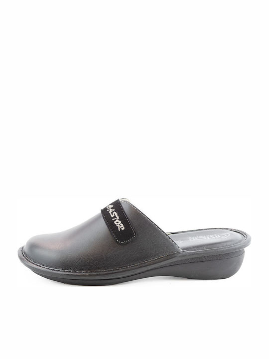Anatomische Lederne Damen Hausschuhe Schwarze