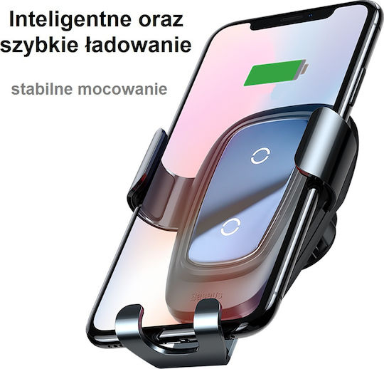 Baseus Gravity Metal Car Mobile Mount 4" - 6.5" with Adjustable Hooks Black