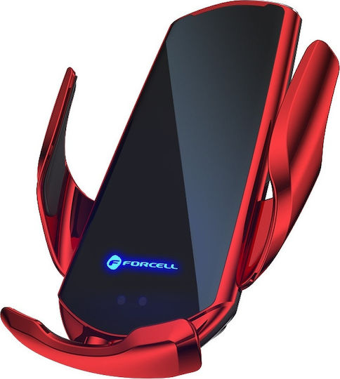 Forcell HS1 Car Mobile Mount with Adjustable Hooks and Wireless Charging Red