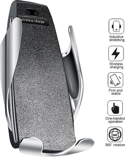 Rock Βάση Κινητού Αυτοκινήτου S5 Wireless Charging Mount με Ρυθμιζόμενα Άγκιστρα και Ασύρματη Φόρτιση