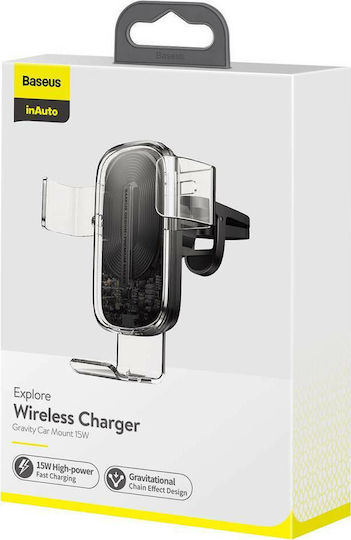 Baseus Explore Universal Qi Charge Поставка за Мобилен Телефон за Кола с регулируеми куки и Безжично Зареждане Бял