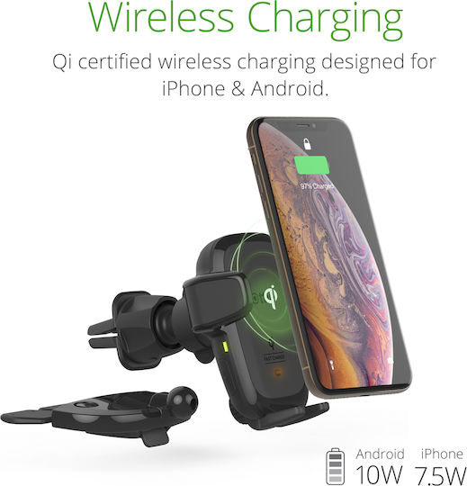 iOttie Auto Sense Wireless Qi Auto Handyhalterung mit verstellbaren Haken und Kabelloses Laden Schwarz
