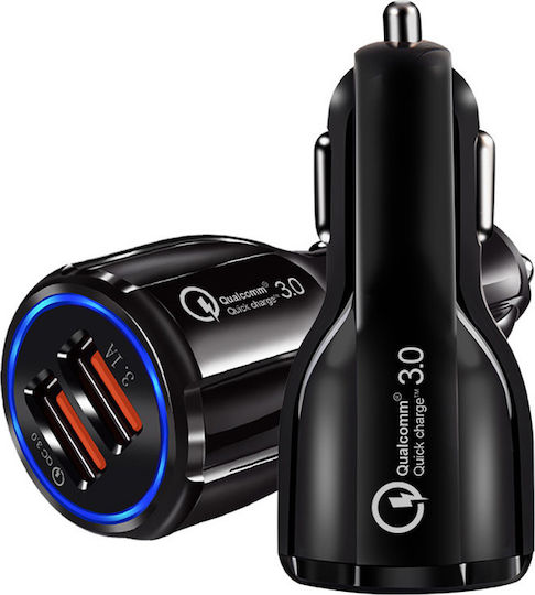 Lamtech Φορτιστής Αυτοκινήτου 30W 3.1A Γρήγορης Φόρτισης με Θύρες: 2xUSB Μαύρος